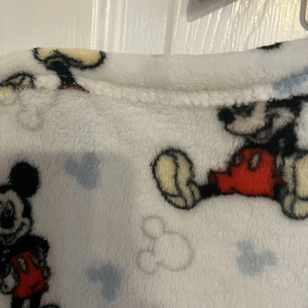 Disney Baby Classic Mickey Mouse Fleece Blanket White Blue Red 37x28 Soft Lovey